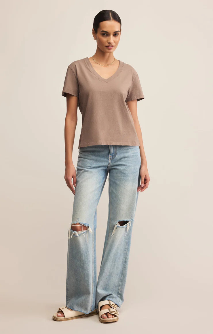 Weekdays V-Neck Tee in Smokey