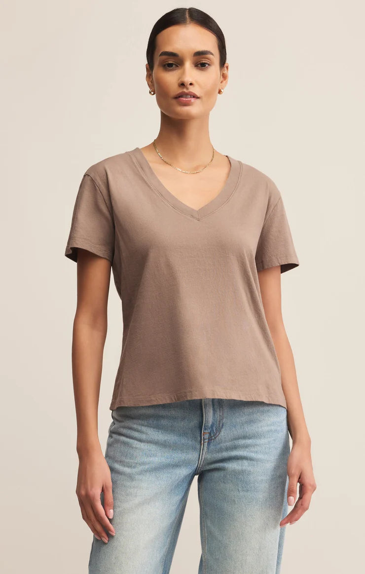 Weekdays V-Neck Tee in Smokey
