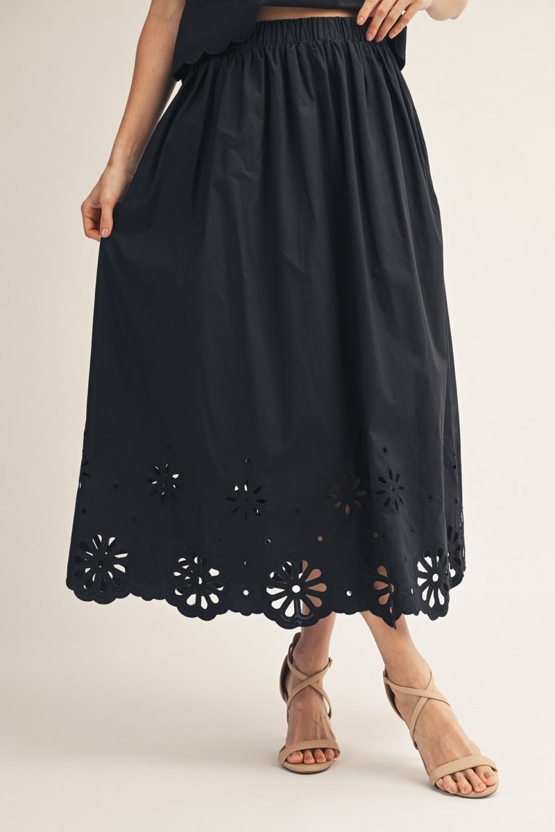 Eyelet Scallop Hem Skirt