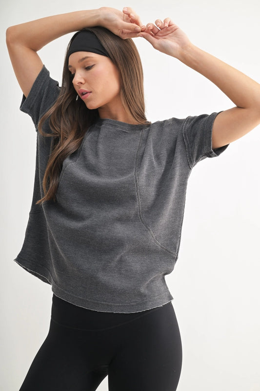 Cotton Blend Mineral Wash Waffle Short Sleeve Tee