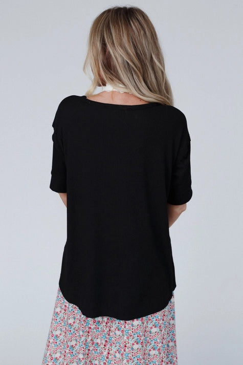 Leila Ribbed Henley Top