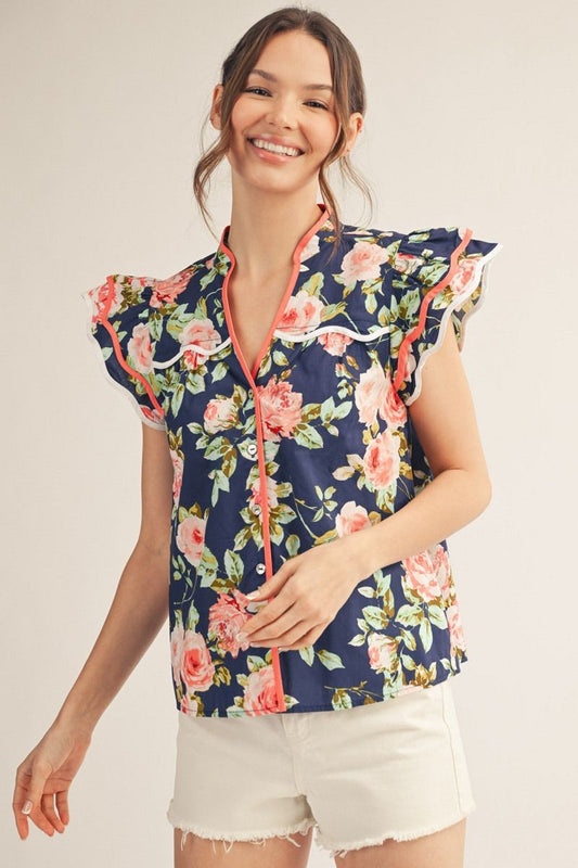 Floral Ruffle Blouse