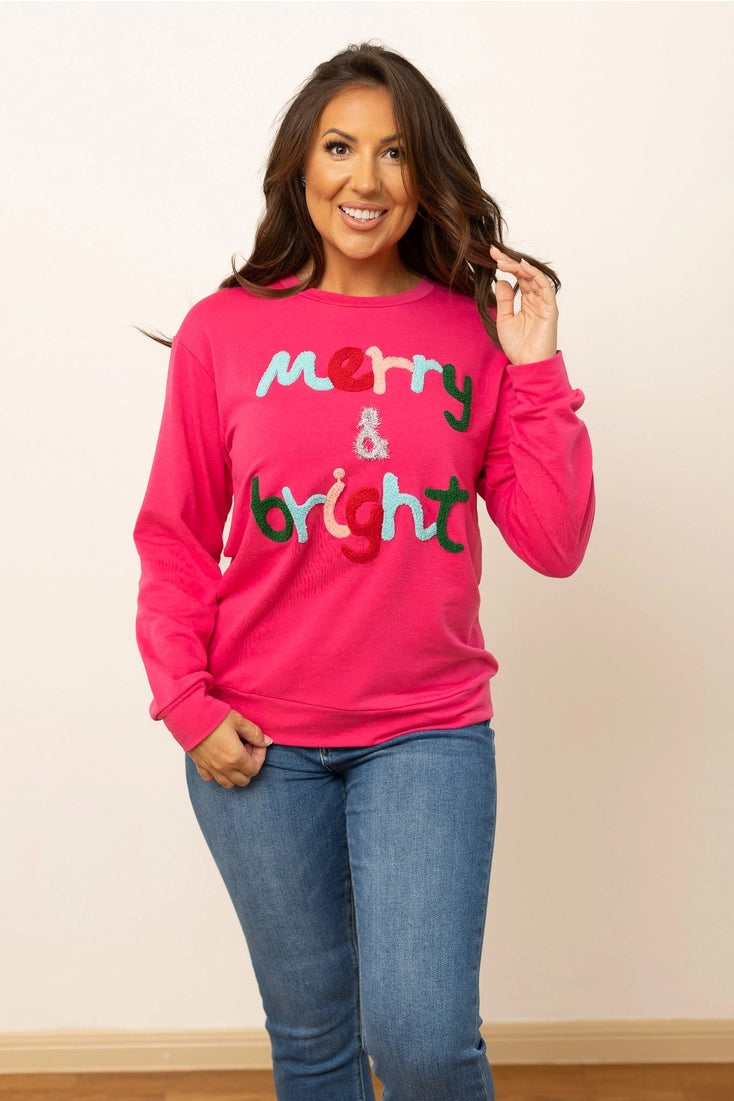 Merry & Bright Hot Pink Sweater