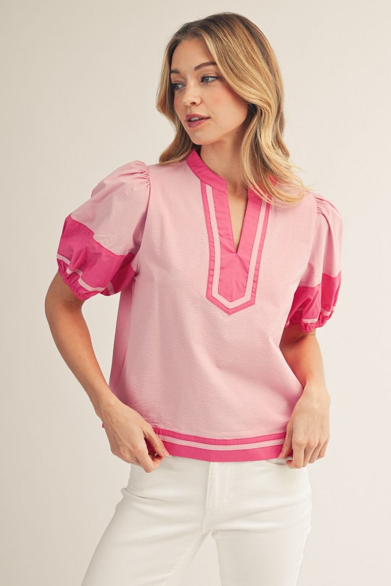 Colorblock Pink Blouse