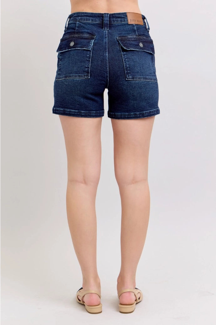 Back Flap Pocket High Waisted Shorts
