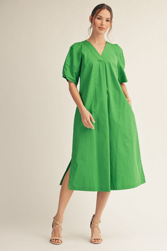 Solid Pleat Dress