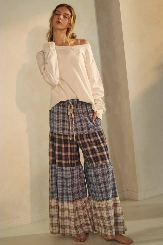 Drawstring Patchwork Pants