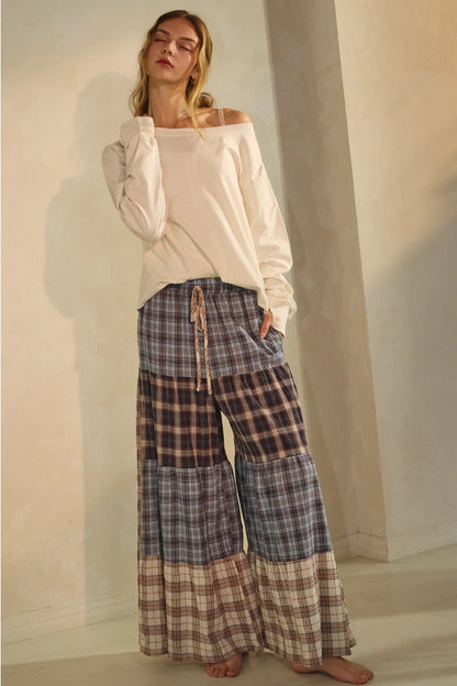 Drawstring Patchwork Pants