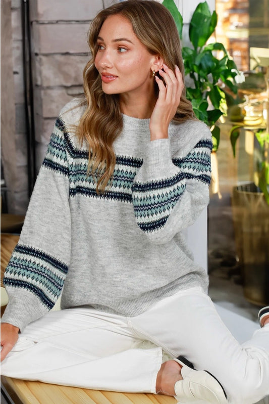 Crew Neck Stripe Sweater