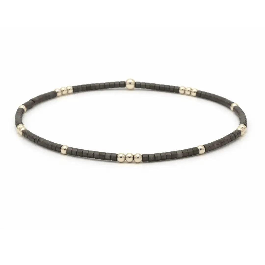 2mm Newport Graphite + Gold Filled Waterproof Bracelet