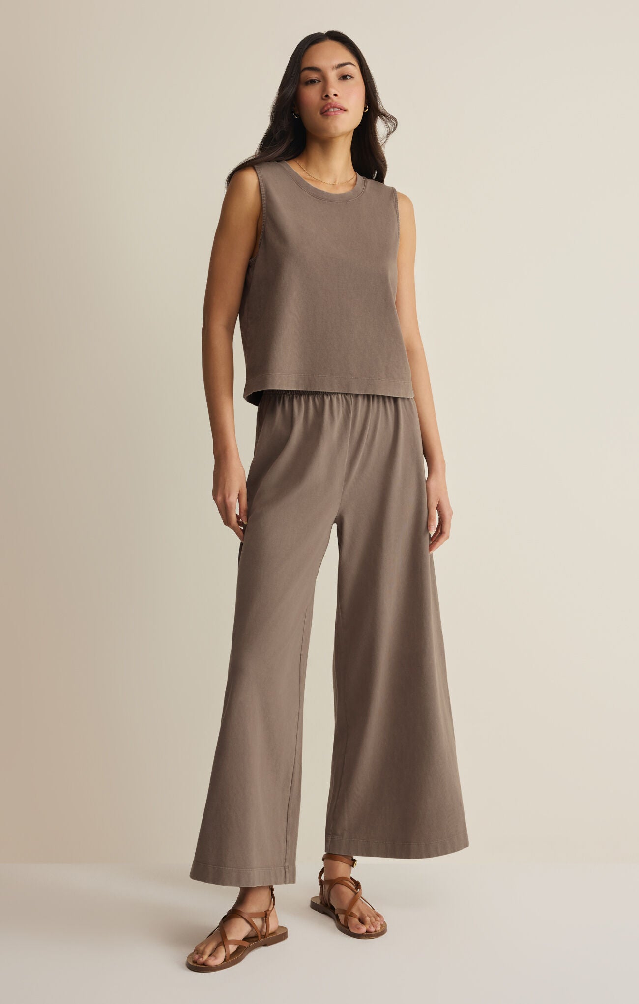 Scout Jersey Crop Flare Pant in Perfectly Taupe