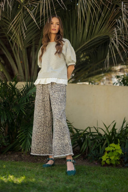 Leopard Fringe Pants - Plus