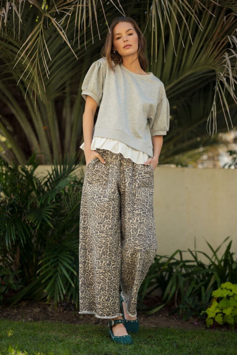 Leopard Fringe Pants - Plus