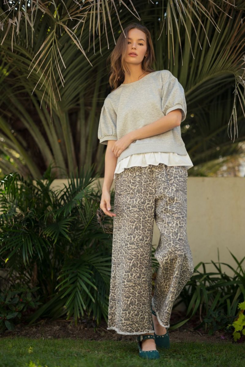 Leopard Fringe Pants - Plus