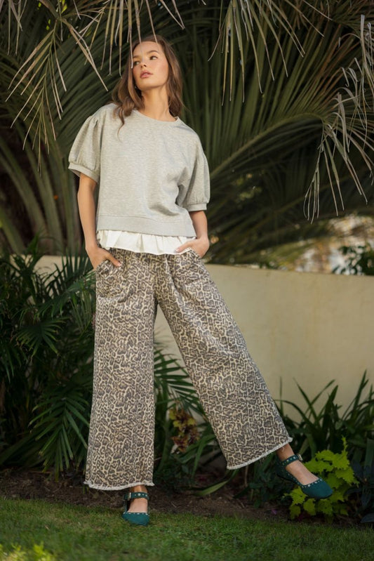 Leopard Fringe Pants - Plus
