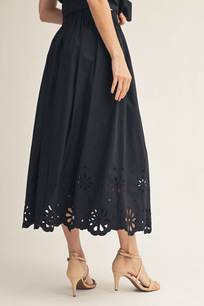 Eyelet Scallop Hem Skirt