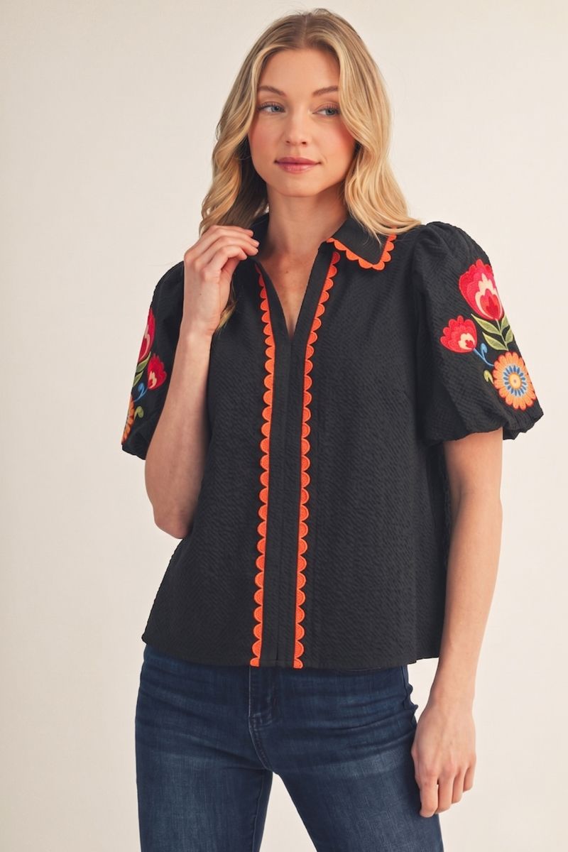 Scallop Floral Blouse