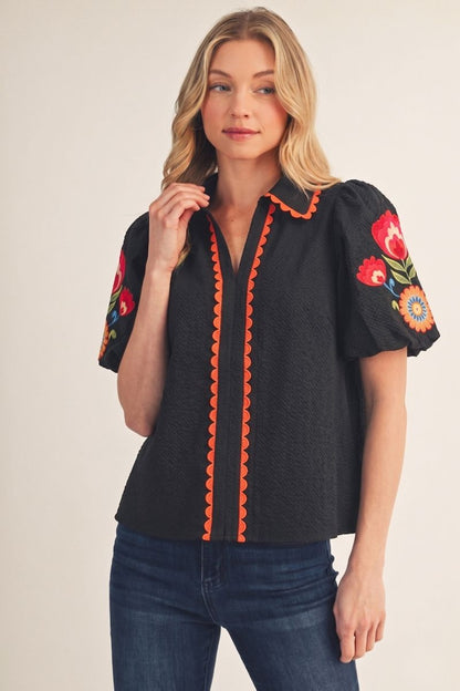 Scallop Floral Blouse