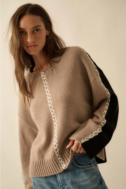 Colorblock Loose-Fit Sweater