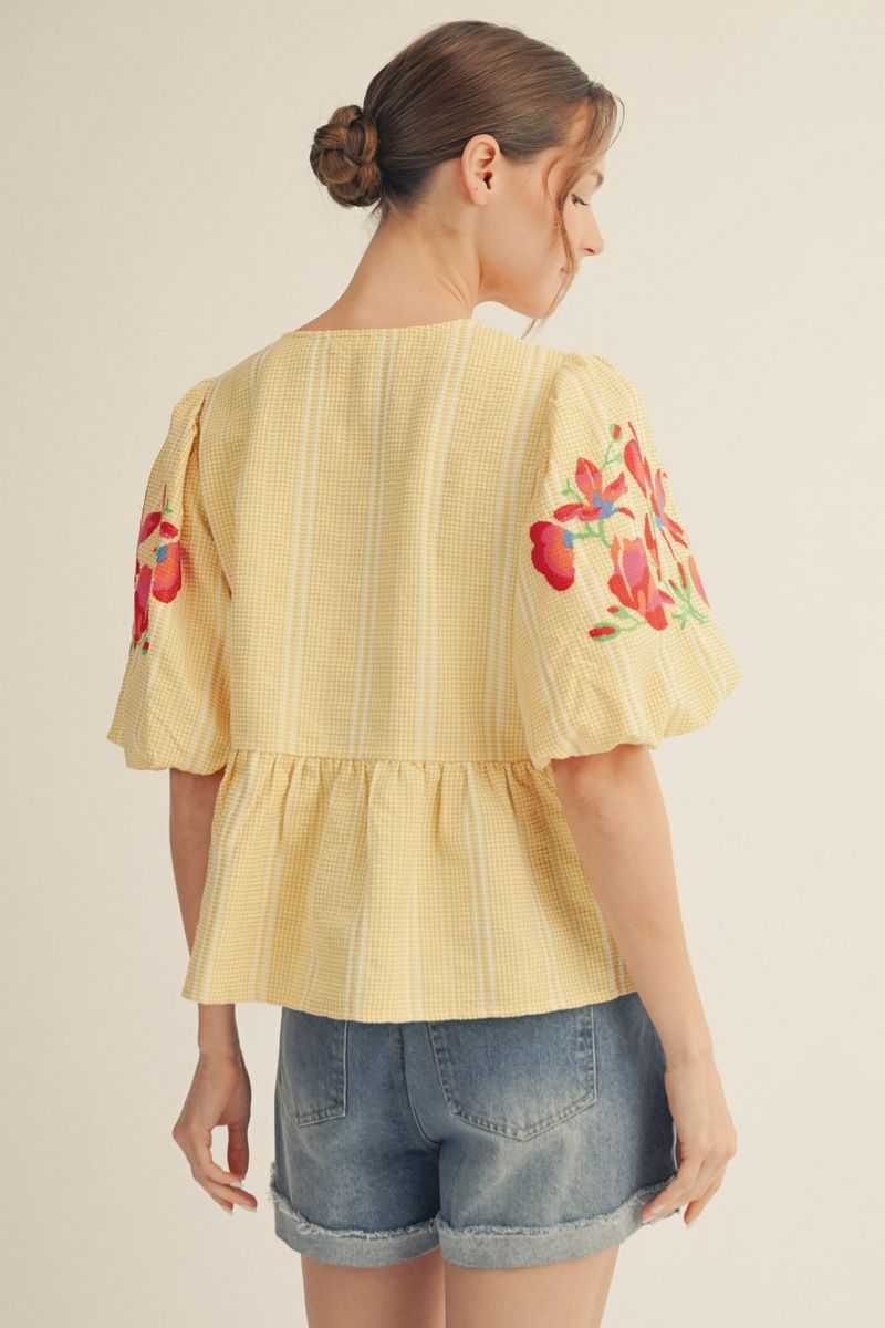 Gingham Peplum Blouse