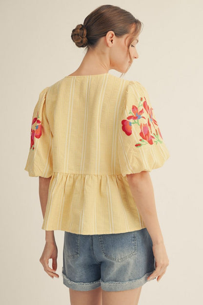 Gingham Peplum Blouse