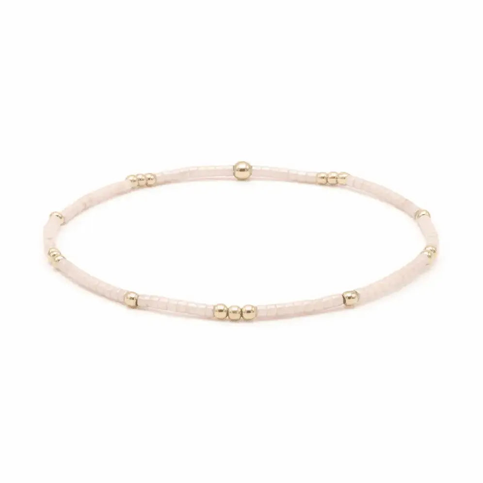 2mm Newport Palest Pink + Gold Filled Waterproof Bracelet