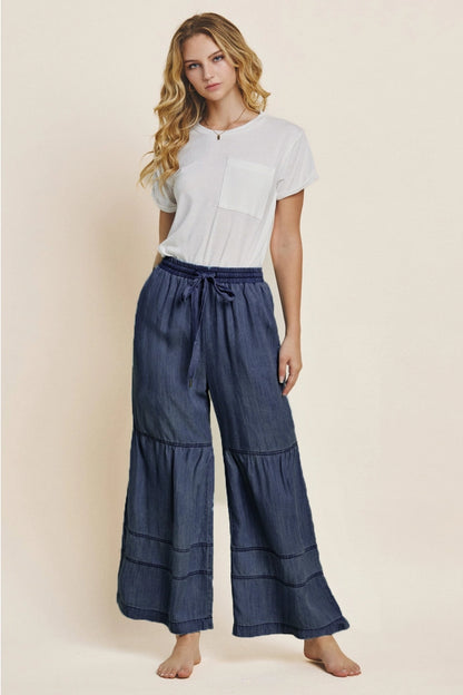 Denim Tiered Wide Leg