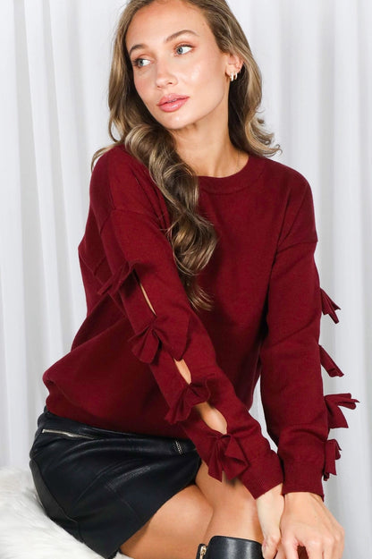 Bow Sleeve Crew Neck