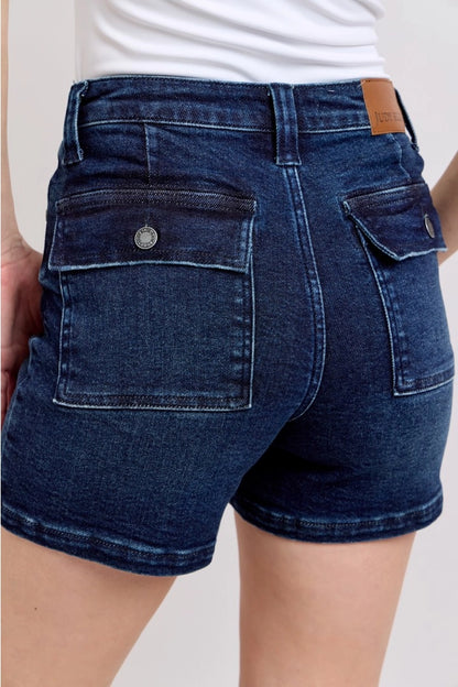 Back Flap Pocket High Waisted Shorts