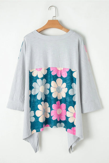 Floral Colorblock High Low Top