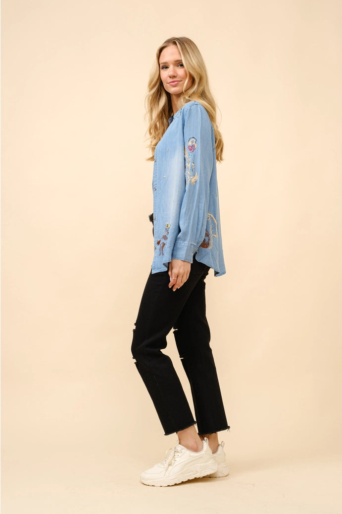 Embroidered Western Button Up