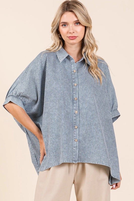 Striped Cotton Button Down