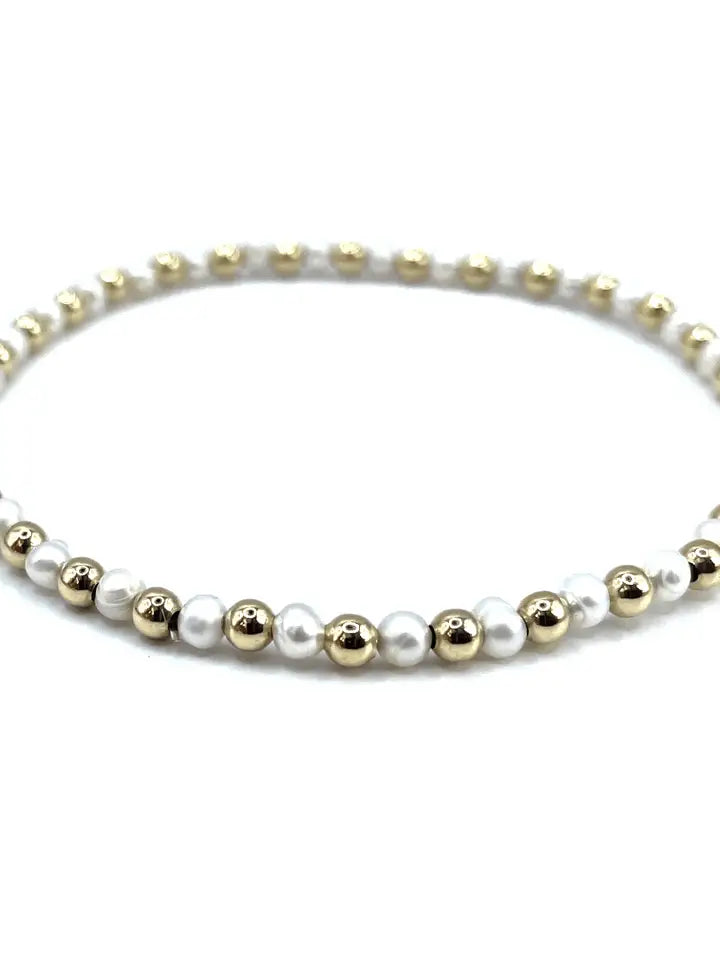 3mm Montauk 14k Gold and Pearl Waterproof Bracelet