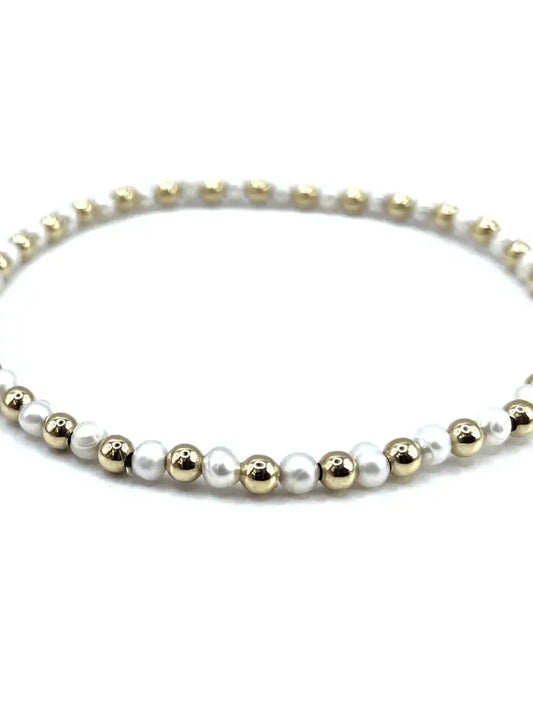 3mm Montauk 14k Gold and Pearl Waterproof Bracelet