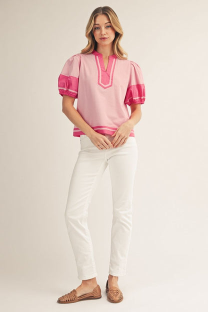 Colorblock Pink Blouse
