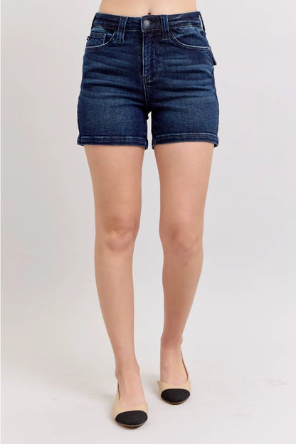 Back Flap Pocket High Waisted Shorts