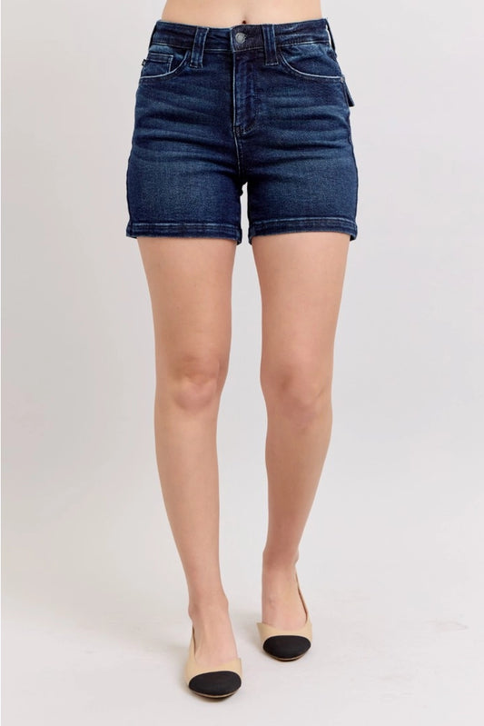 Back Flap Pocket High Waisted Shorts