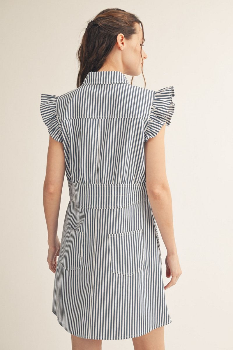 Ruffle Button Stripe Dress