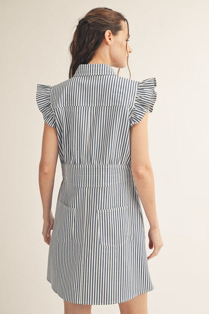 Ruffle Button Stripe Dress