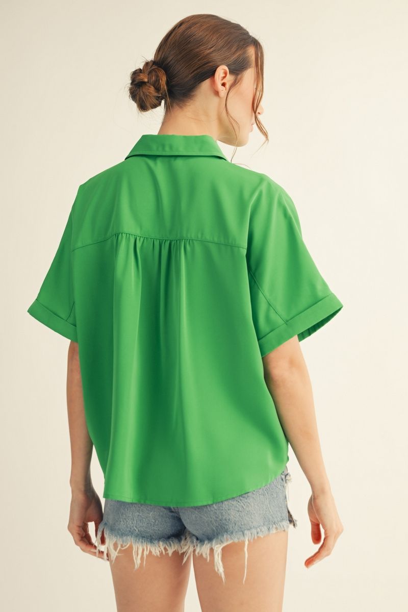 Pearl Drop Shoulder Button Down