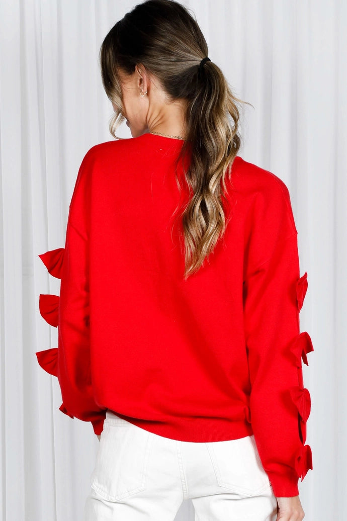 Bow Sleeve Crew Neck