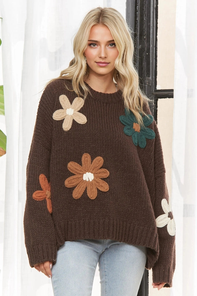 Coffee Applique Sweater