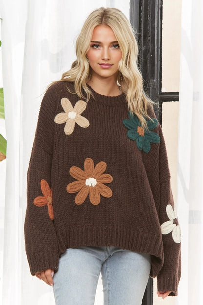 Coffee Applique Sweater