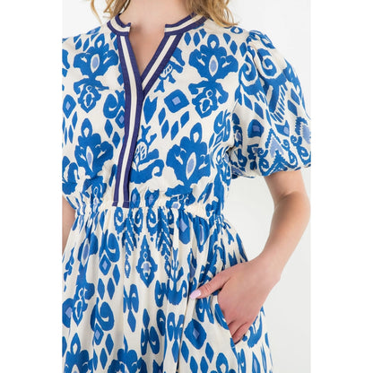 Puff Sleeve Print Maxi Dress