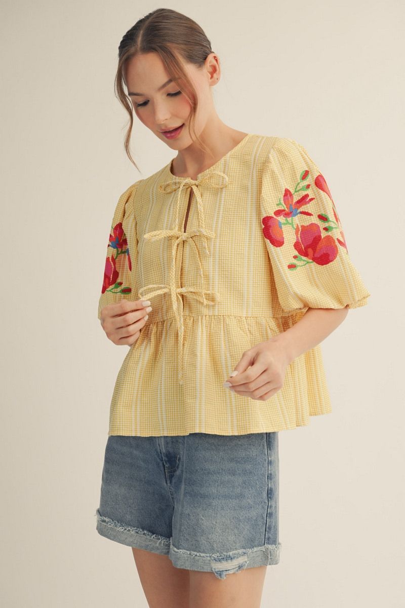 Gingham Peplum Blouse