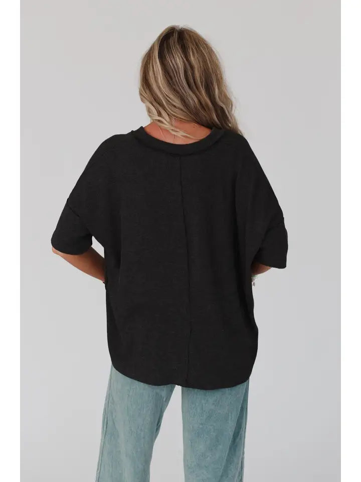 On the Go V Neck Ribbed Essential Tee