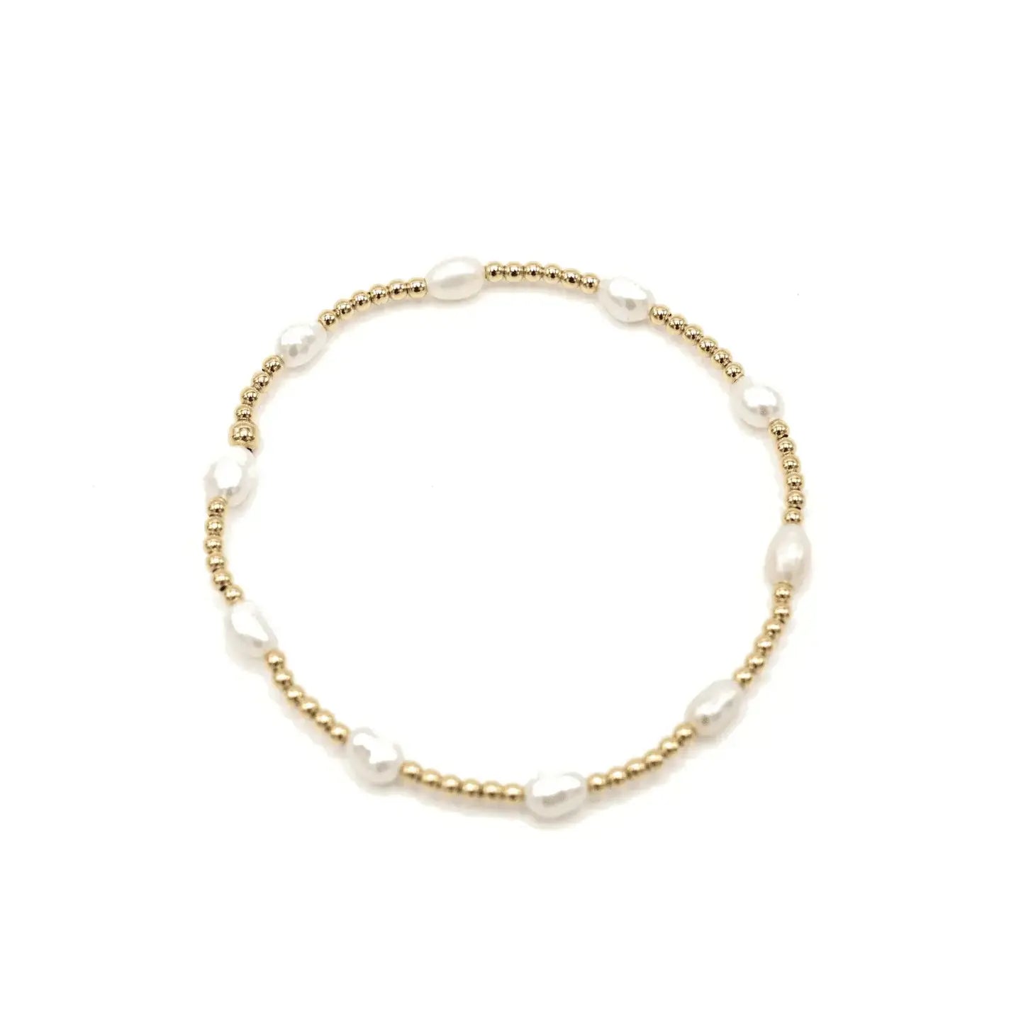 Petite Patterned Rice Pearl Bracelet with 14k Gold-Filled Beads