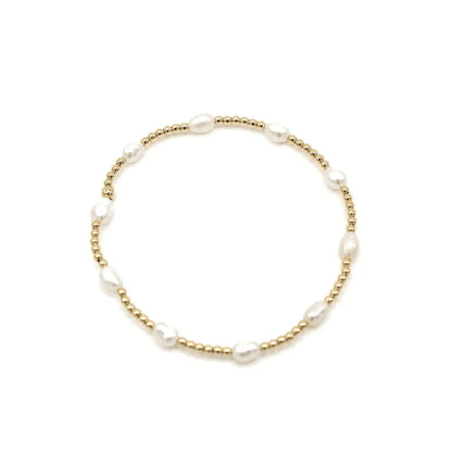Petite Patterned Rice Pearl Bracelet with 14k Gold-Filled Beads