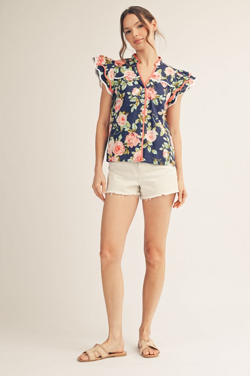 Floral Ruffle Blouse