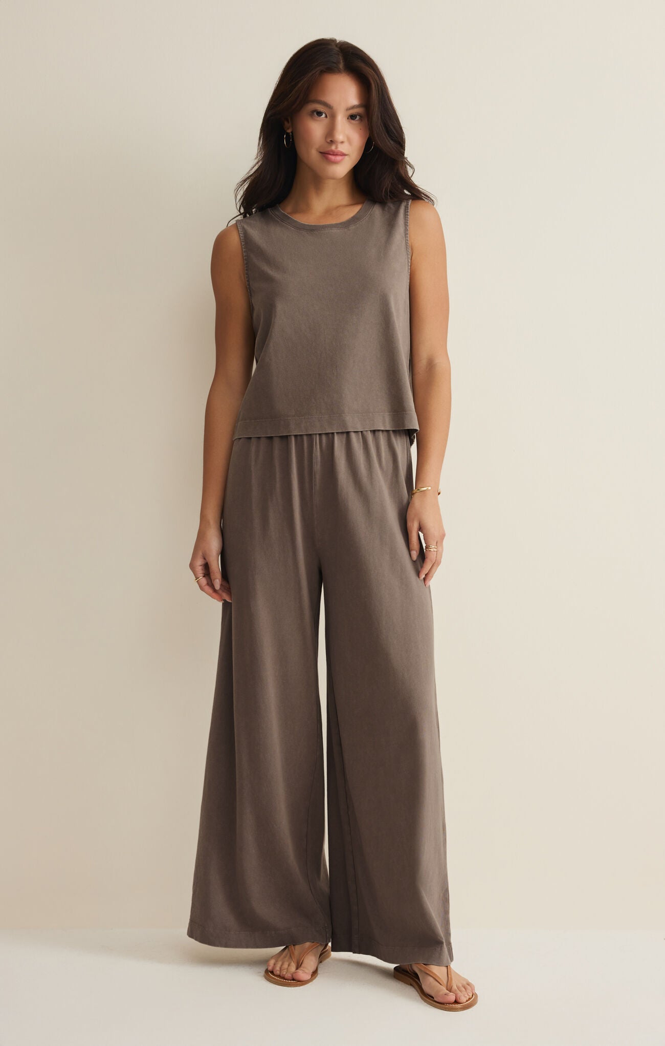 Scout Jersey Crop Flare Pant in Perfectly Taupe